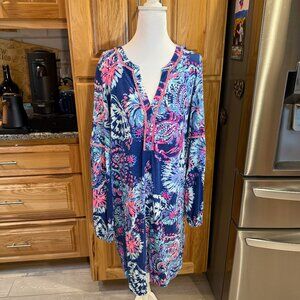 Lilly Pulitzer Blue and Pink Long Sleeve Sundress